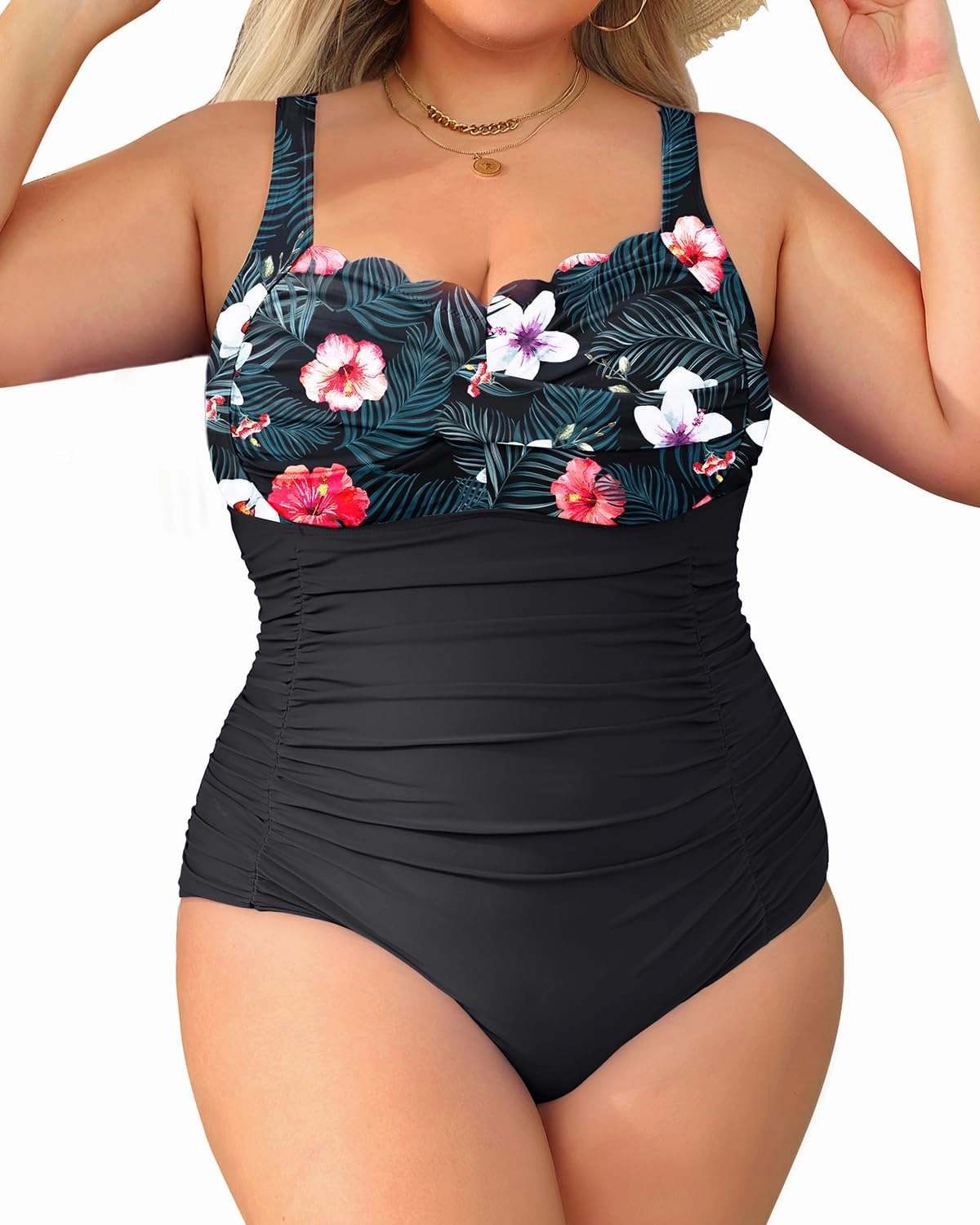Aqua Eve Womens Plus Size One Piece Swimsuit- Tummy Control Bathing Suit Full Coverage Swimwear