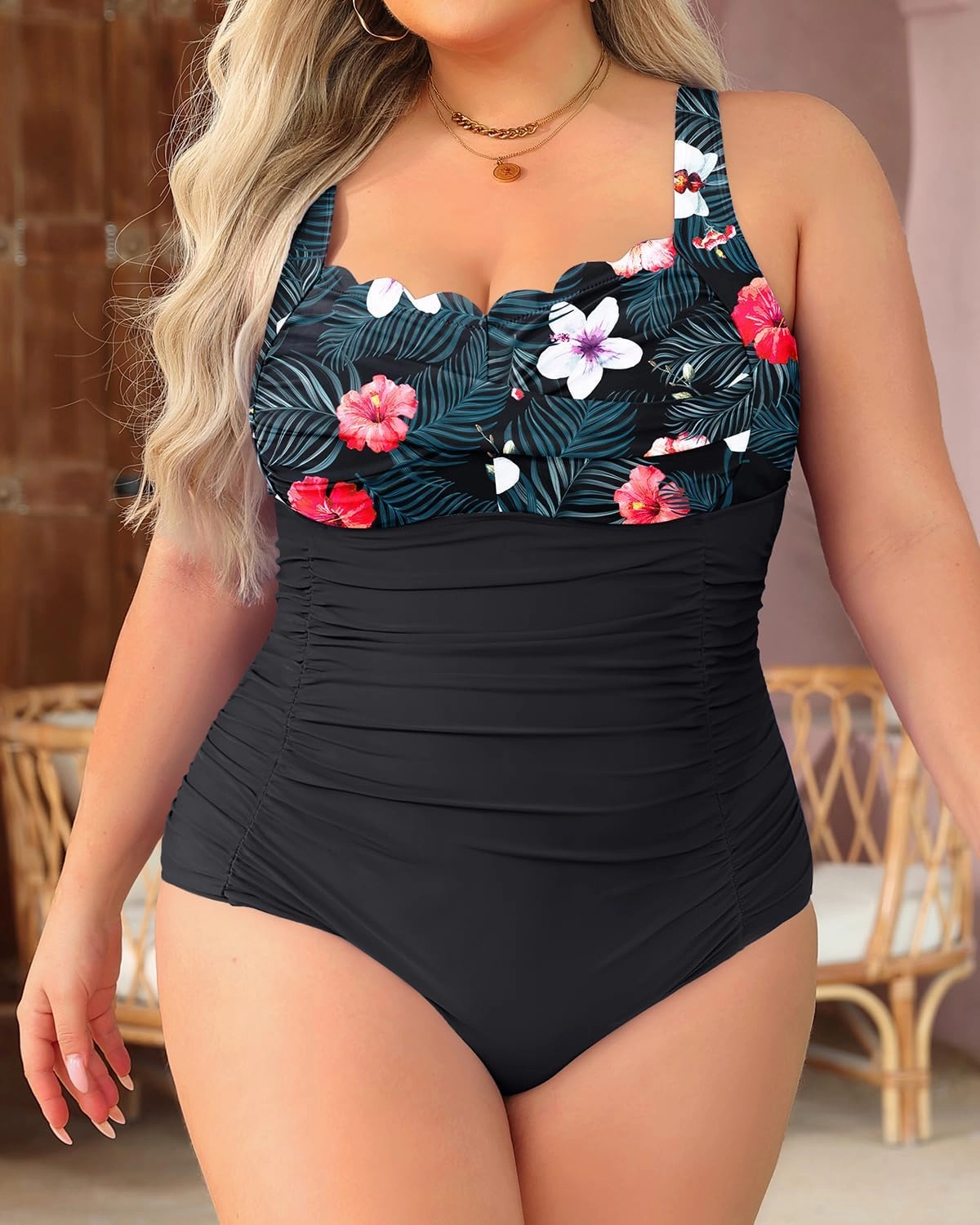 Aqua Eve Womens Plus Size One Piece Swimsuit- Tummy Control Bathing Suit Full Coverage Swimwear