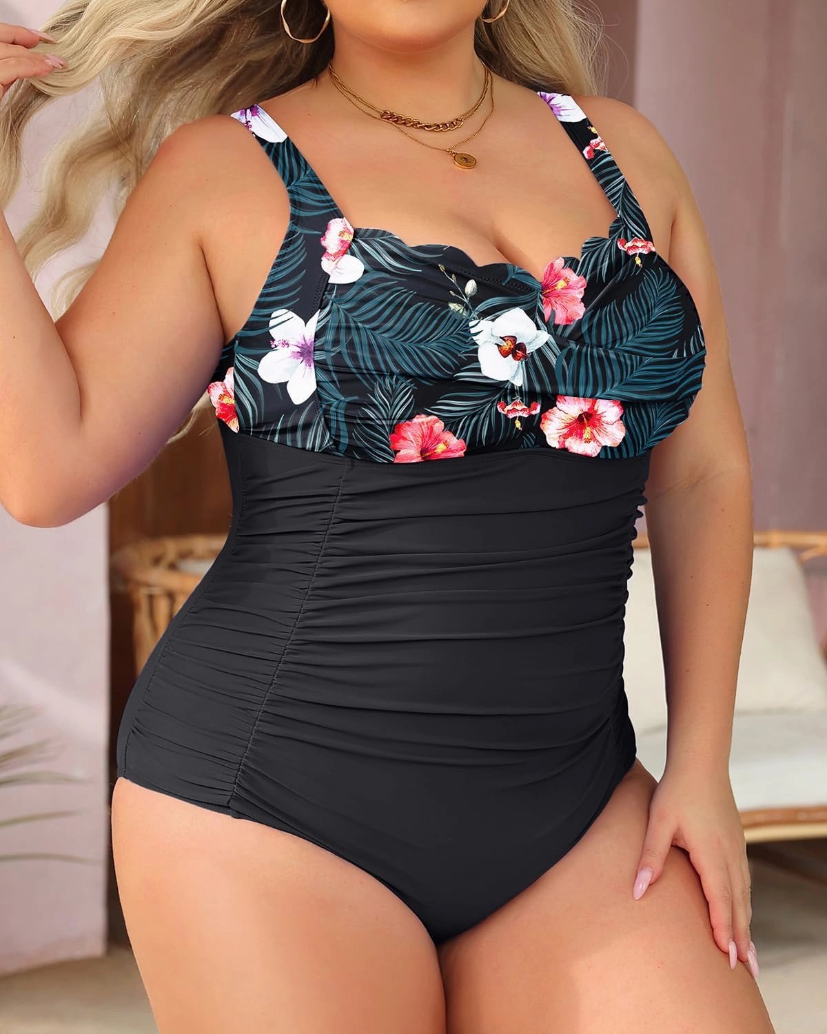 Aqua Eve Womens Plus Size One Piece Swimsuit- Tummy Control Bathing Suit Full Coverage Swimwear