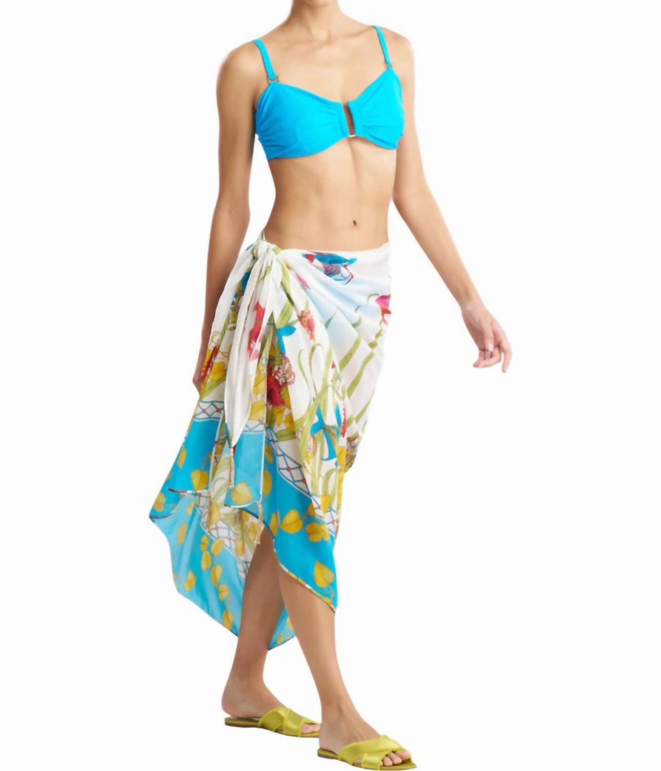 Aquatic Sheer Pareo In Warm White Multi
