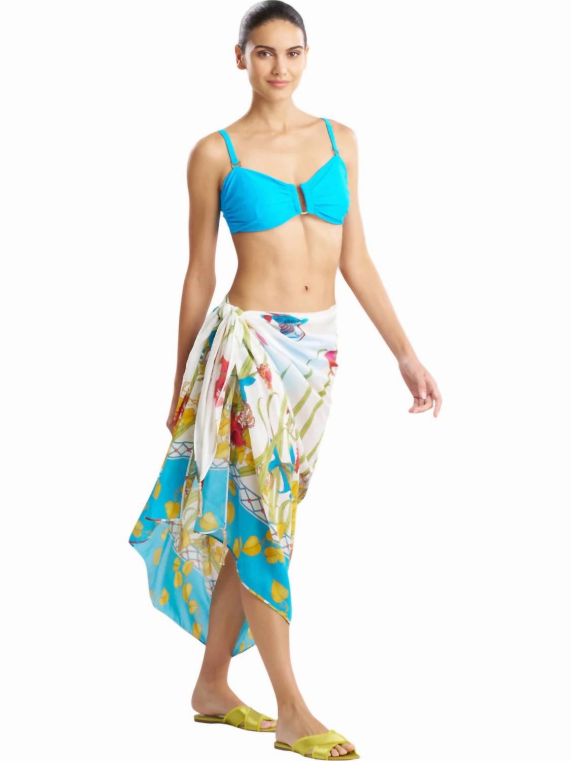 Aquatic Sheer Pareo In Warm White Multi