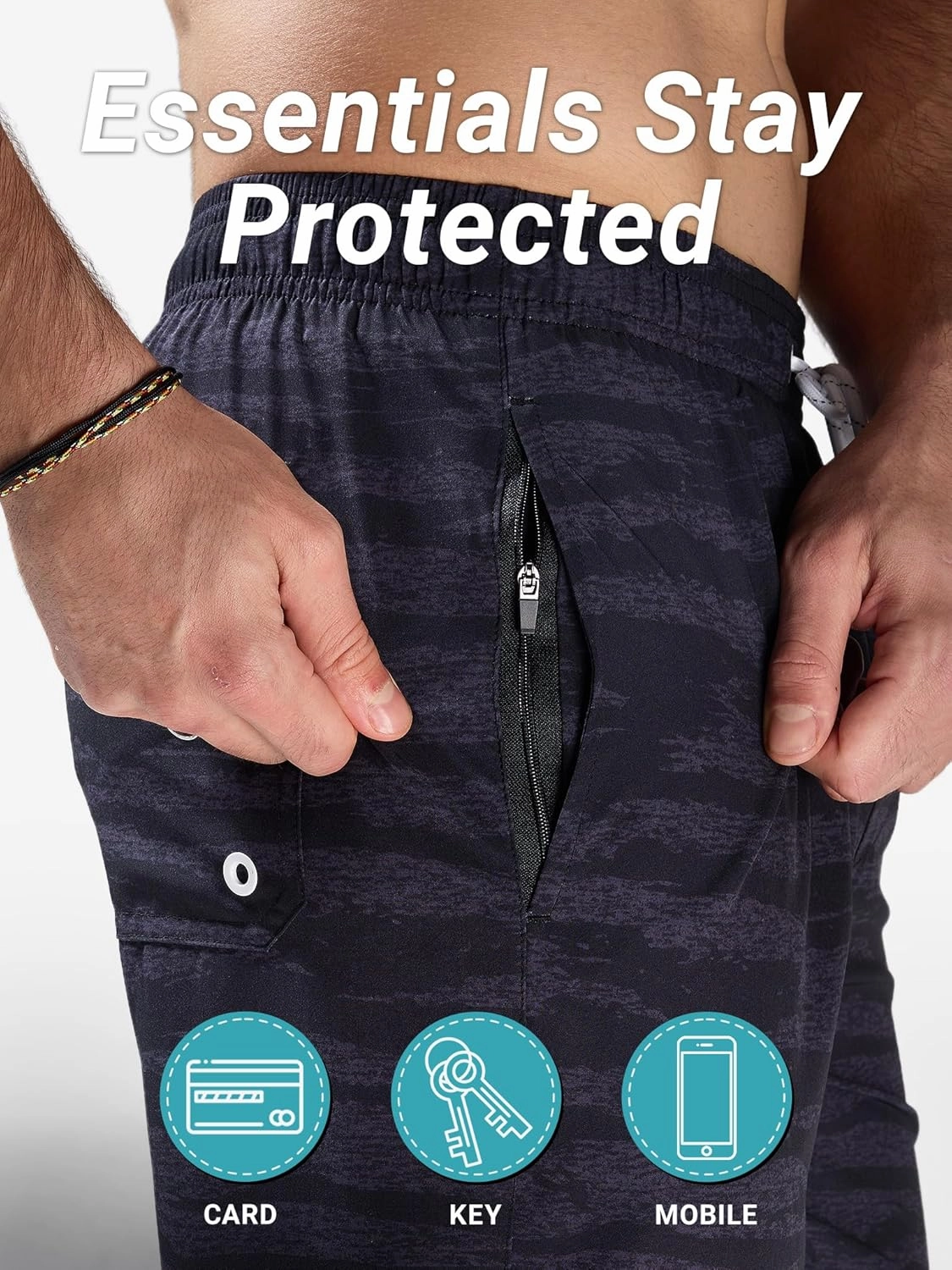 Arcweg Mens Swim Trunks with Compression Liner 2 in 1 9" Swimming Trunks Quick Dry Men's Swimwear for Surfing Summer Beach