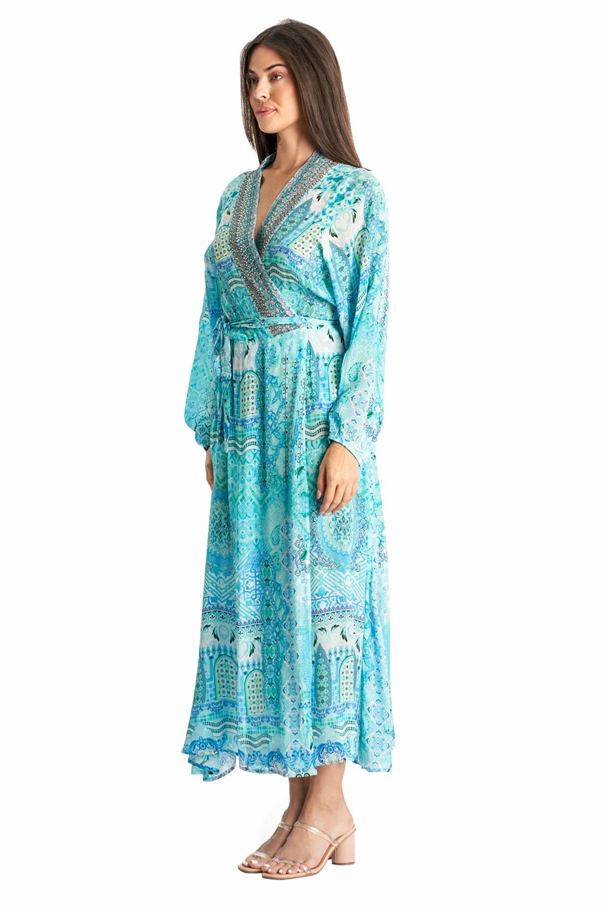 Arely Wrap 2 Way Sleeve Maxi Dress