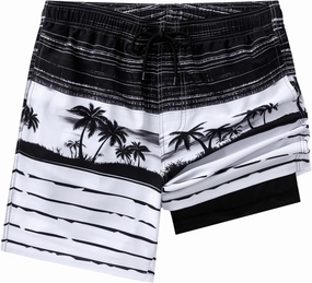 Aueyan Mens Swim Trunks with Compression Liner 7 inch Quick Dry Beach Board Shorts
