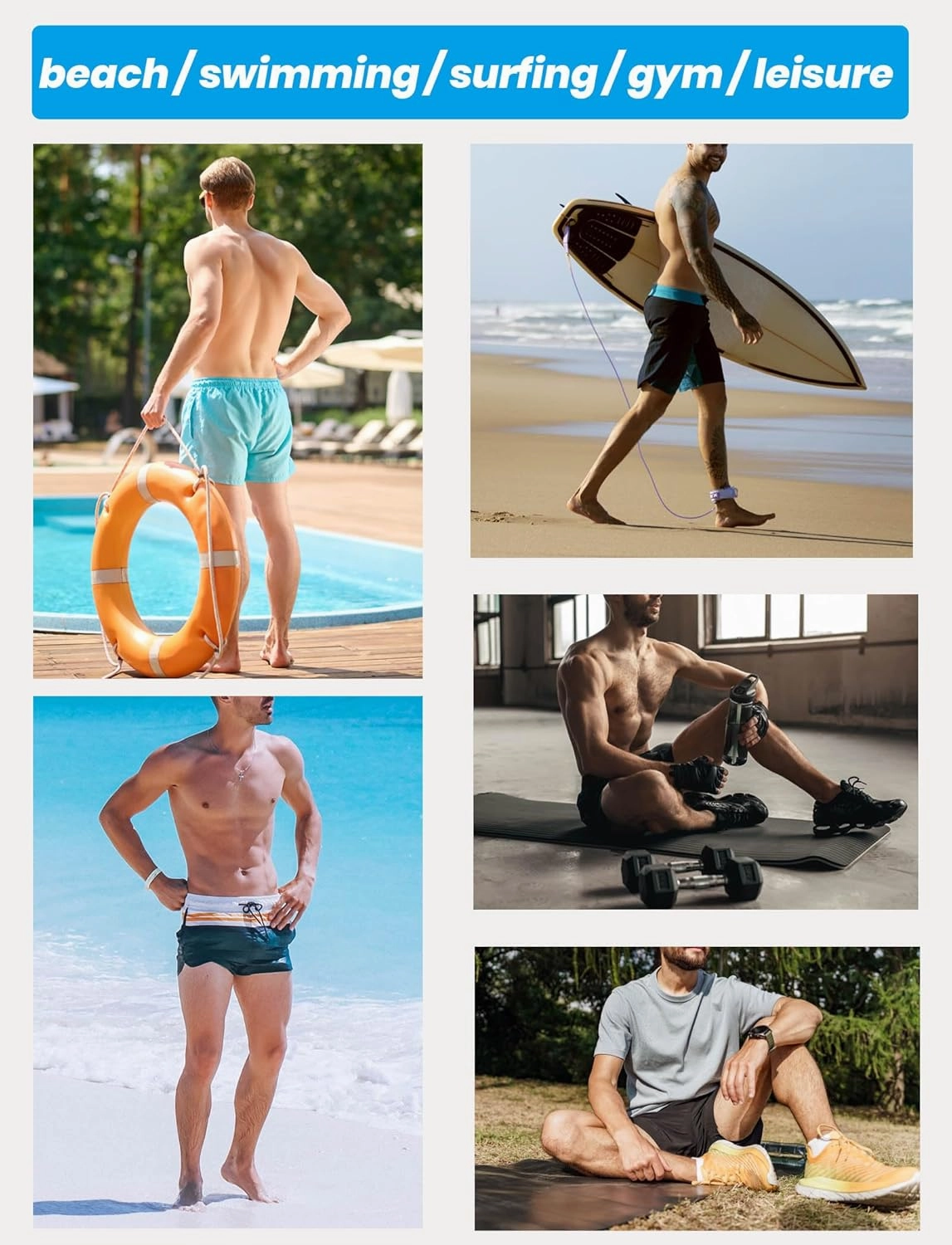 Aueyan Mens Swim Trunks with Compression Liner 7 inch Quick Dry Beach Board Shorts