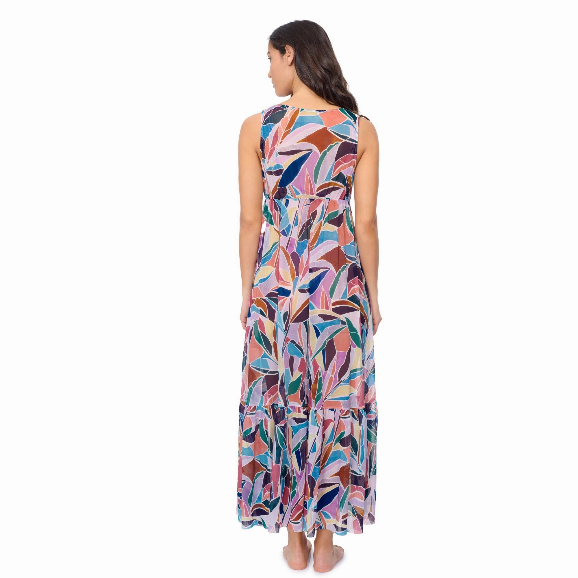 Aura V Neck Maxi Mesh Dress