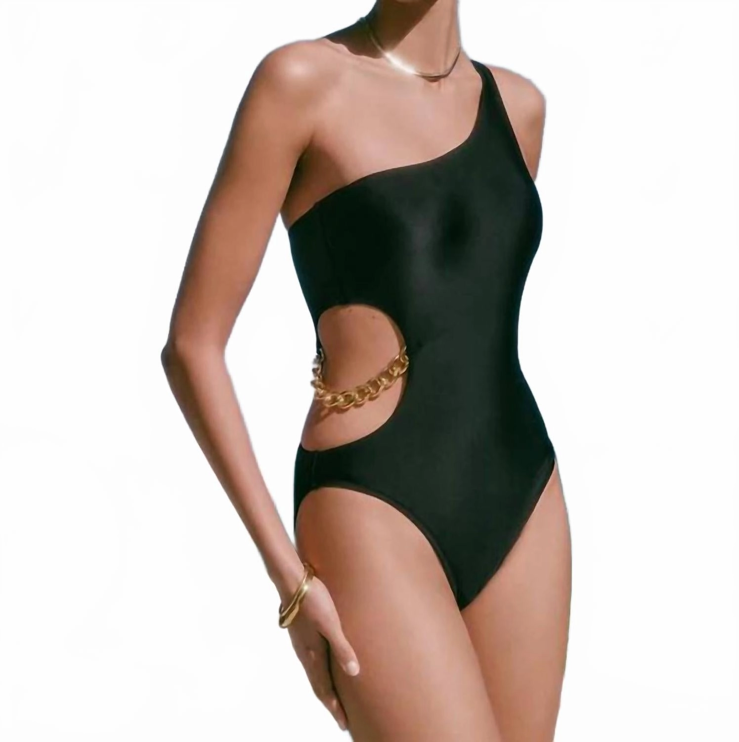 Ava Chain One Piece Swimsuit In Black