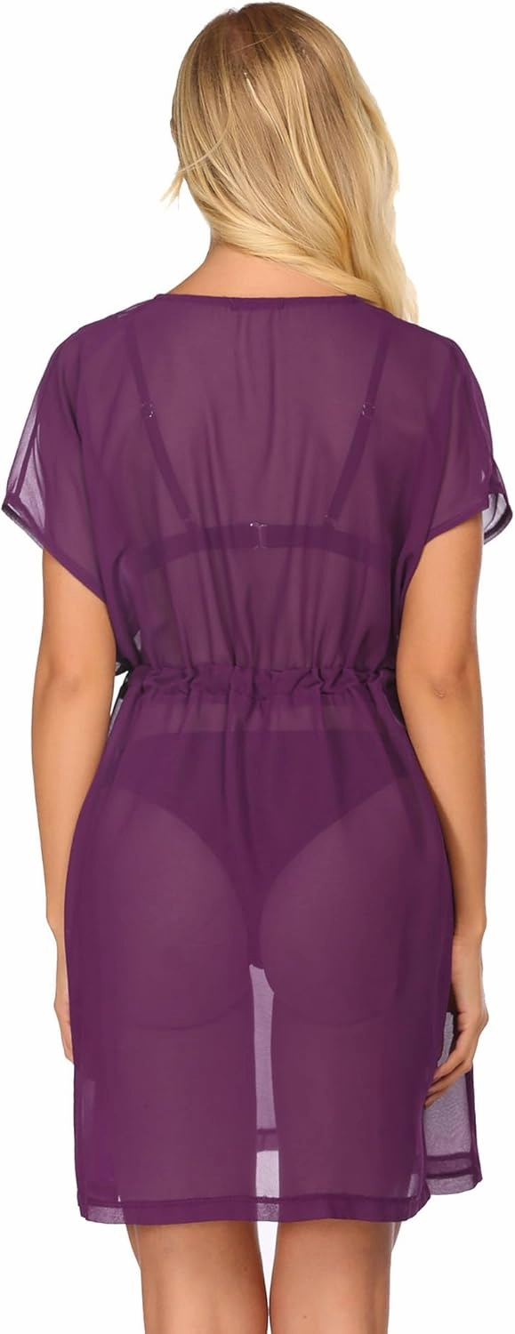 Avidlove Swimsuit Cover Ups for Women Beach Chiffon Swimwear Coverup Sheer Sexy V-Neck Beachwear