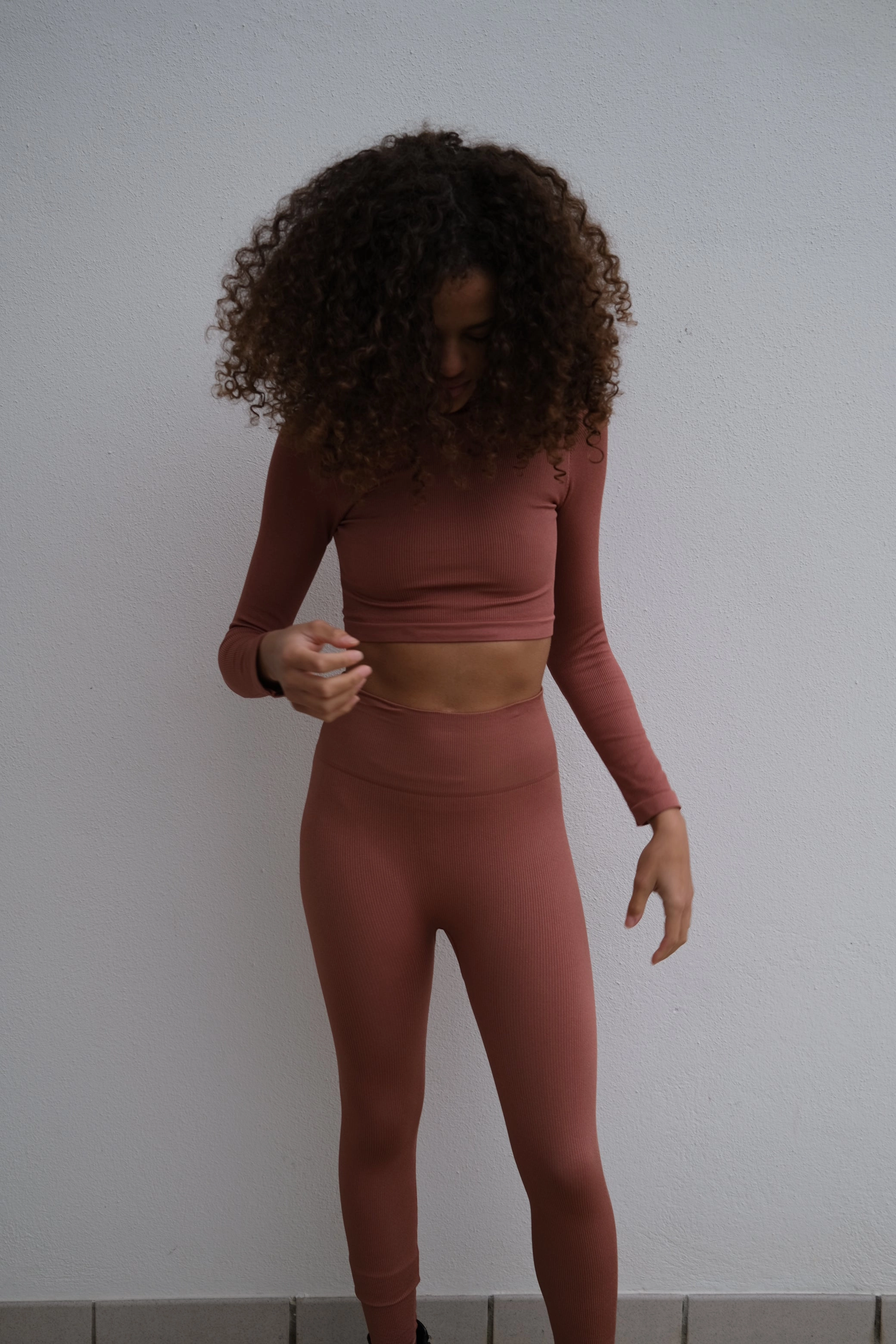 AWAKEN Ribbed Leggings | Rusty Pink