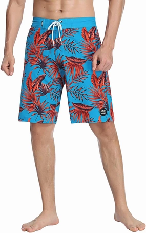 AXESEA Mens Swim Trunks Quick Dry Surf Long Elastic with Pockets Swimwear Bathing Suits No Mesh Lining