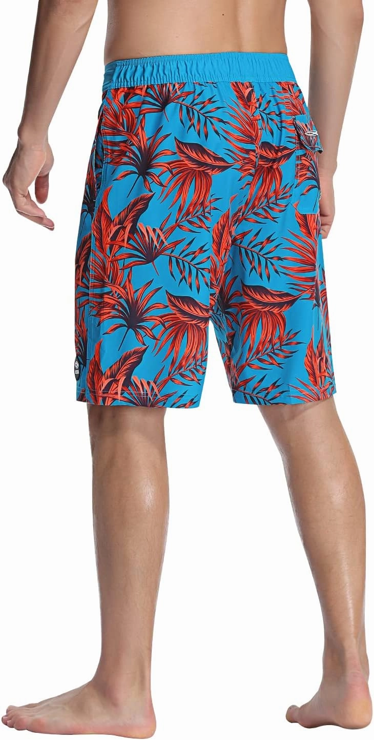 AXESEA Mens Swim Trunks Quick Dry Surf Long Elastic with Pockets Swimwear Bathing Suits No Mesh Lining