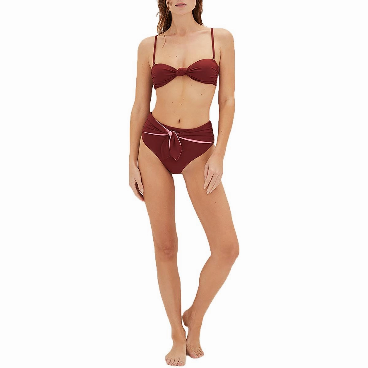 Azoia Bottom Womens Solid Man Made Swim Bottom Separates