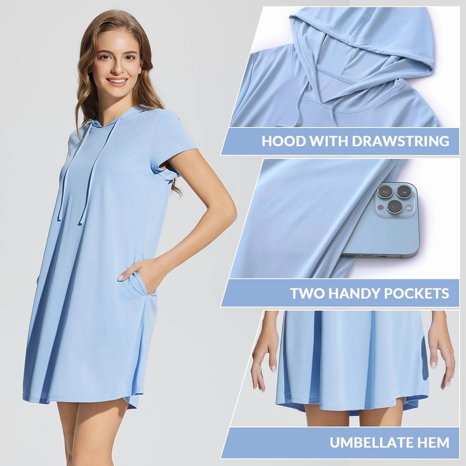 baleaf Women's Short Sleeve UPF 50  Cover Up with Pockets Quick Dry Beach Coverups Sun Protection Swimwear