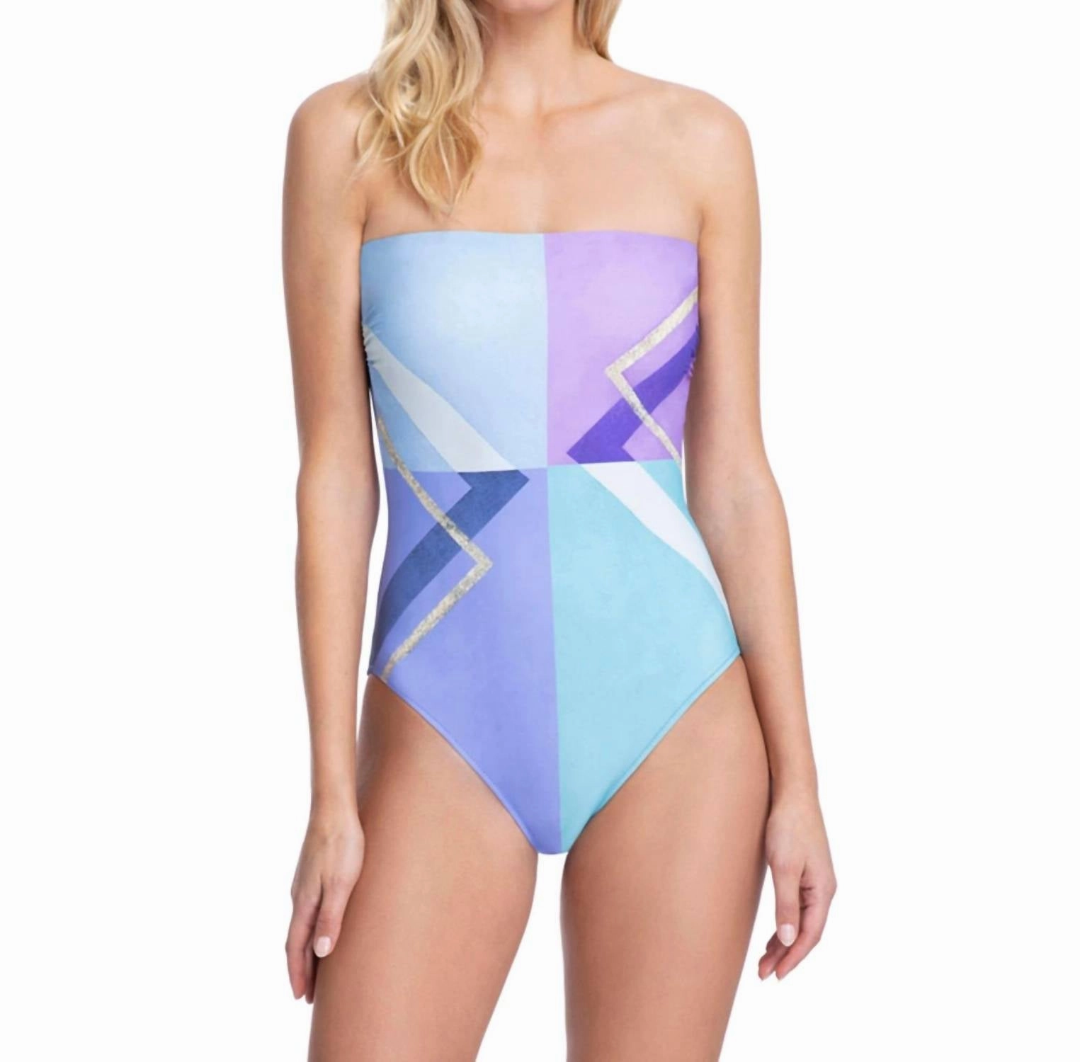 Bandeau Strapless One Piece Swimsuit In Got Modern Art