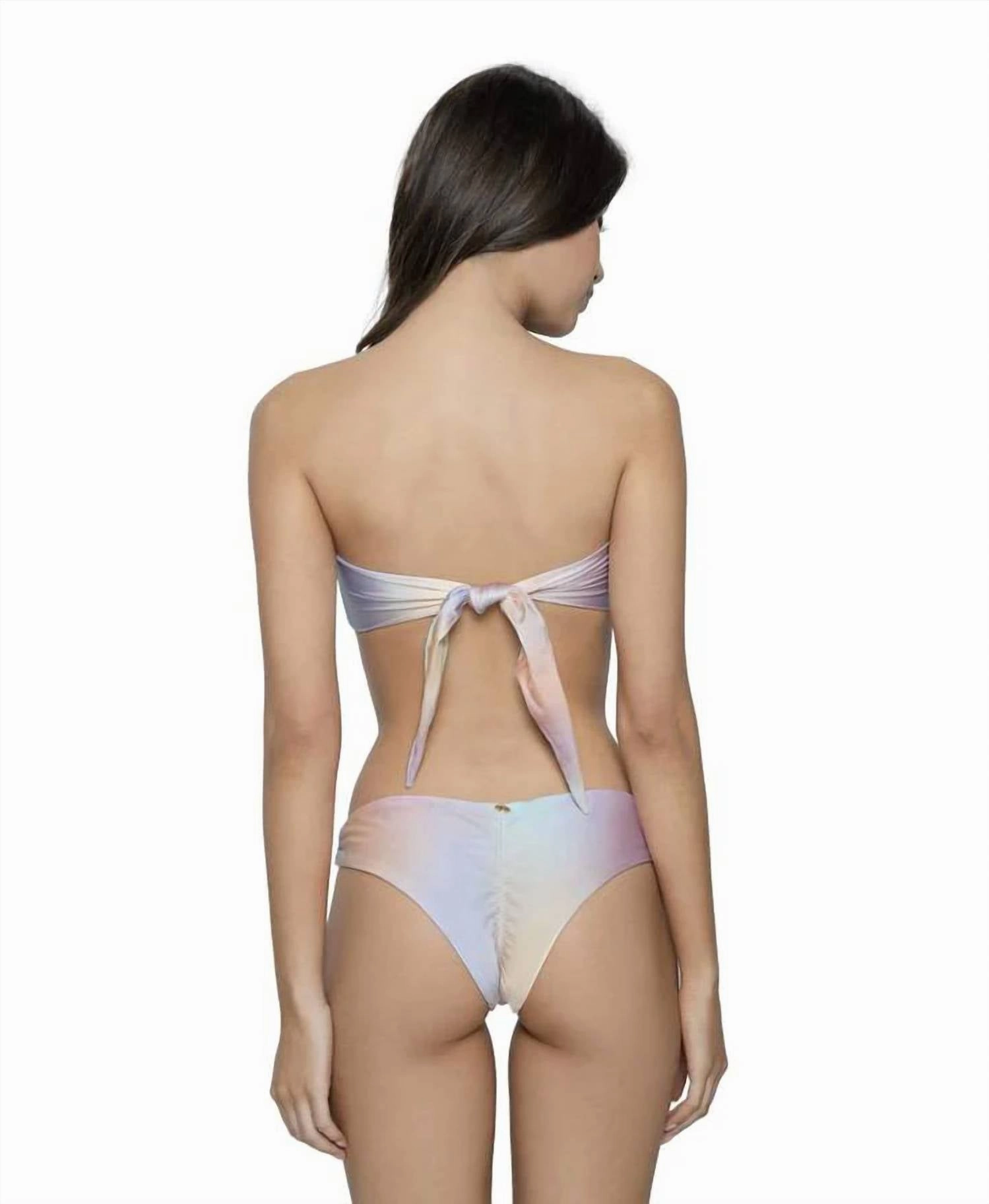 Basic Ruched Teeny Bikini Bottom In Golden Hour