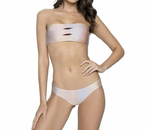 Basic Ruched Teeny Bikini Bottom In Golden Hour