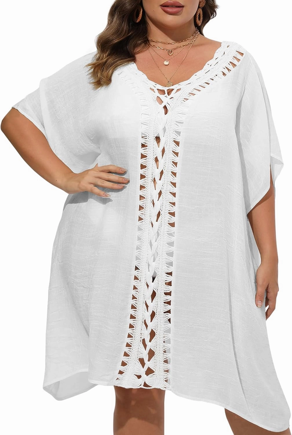 Bathing Suit Cover Up for Women Plus Size Swimsuit Coverup Summer Loose Beach Cover Up Crochet Design Dress