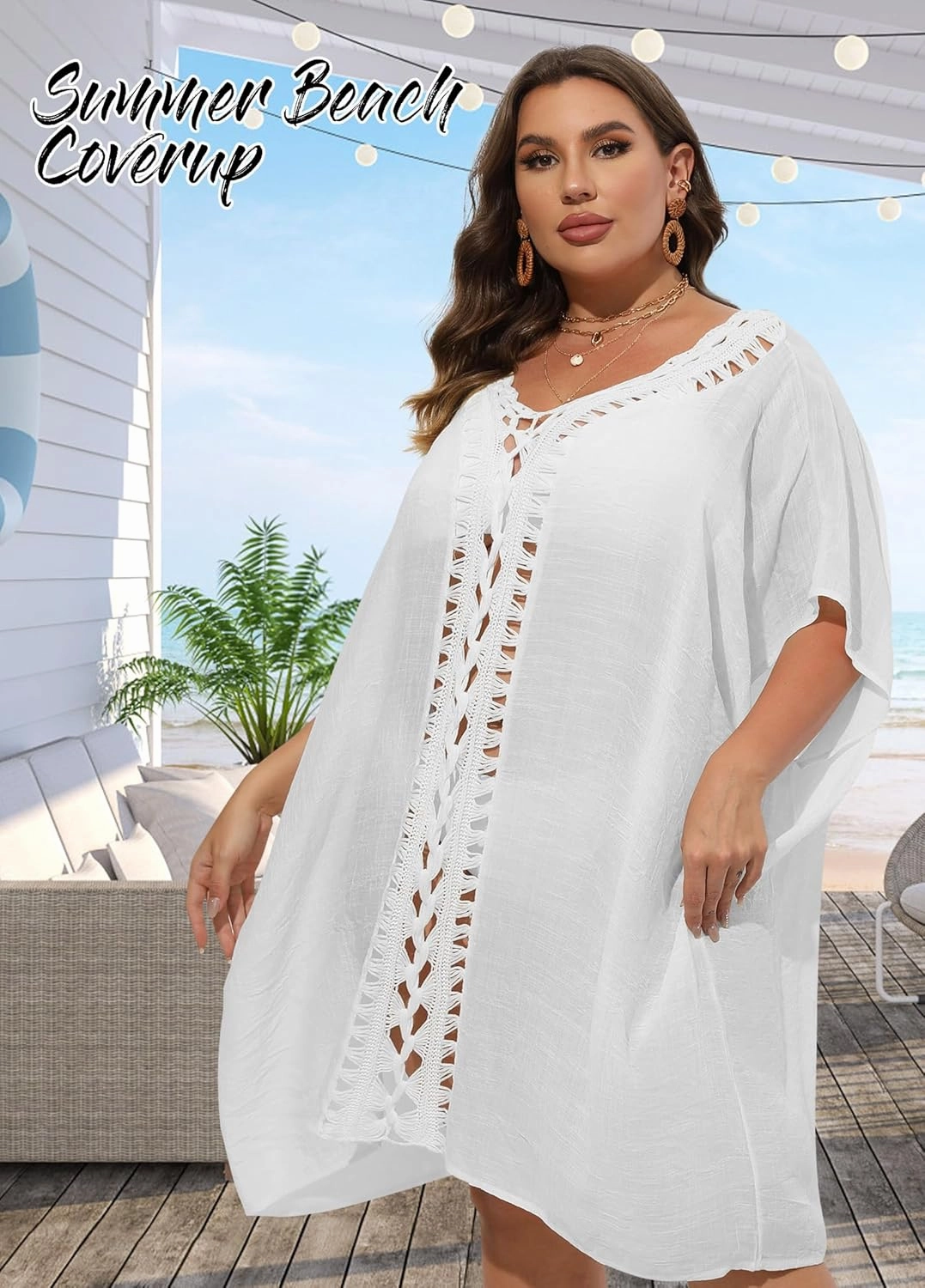 Bathing Suit Cover Up for Women Plus Size Swimsuit Coverup Summer Loose Beach Cover Up Crochet Design Dress