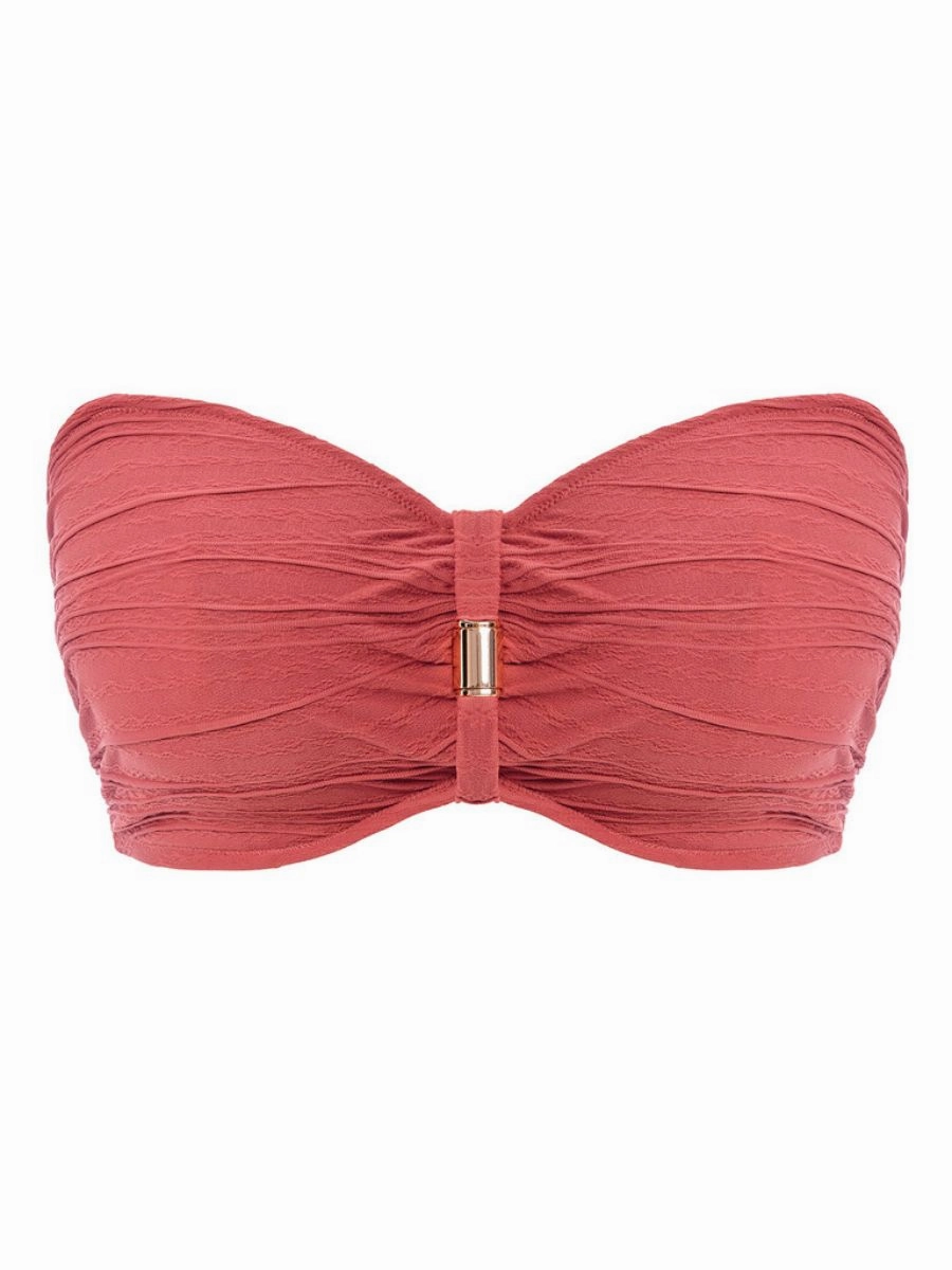 Beach Waves Bandeau Bikini Top - Persian Rose