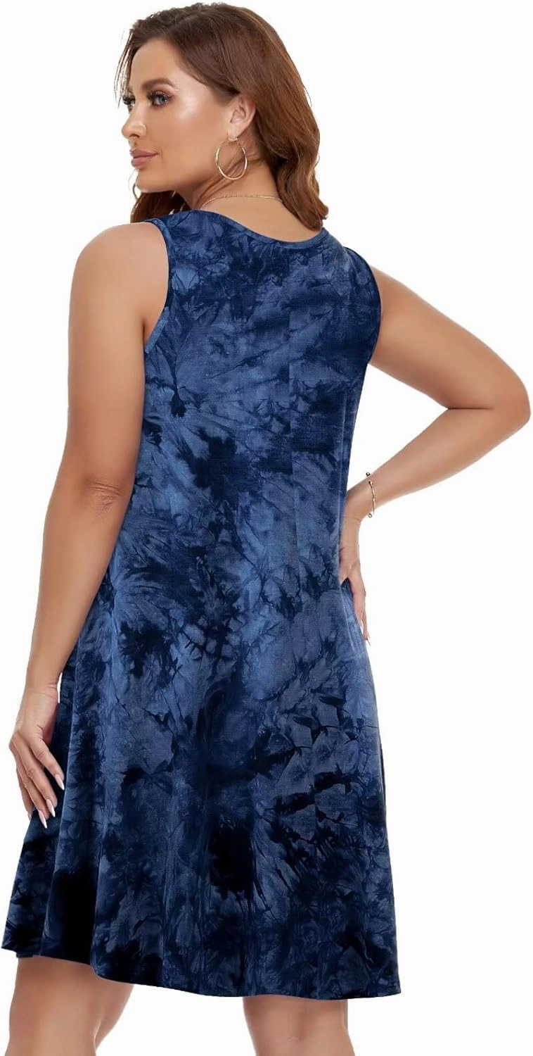 BELAROI Summer Dresses for Women Beach Tshirt Sundress V Neck Casual Swing Tank Dress Swimsuit Cover Ups Pockets
