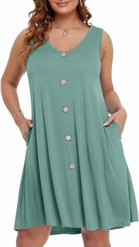 BELAROI Summer Dresses for Women Beach Tshirt Sundress V Neck Casual Swing Tank Dress Swimsuit Cover Ups Pockets