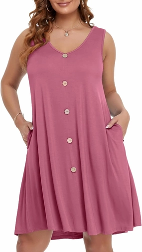 BELAROI Summer Dresses for Women Beach Tshirt Sundress V Neck Casual Swing Tank Dress Swimsuit Cover Ups Pockets