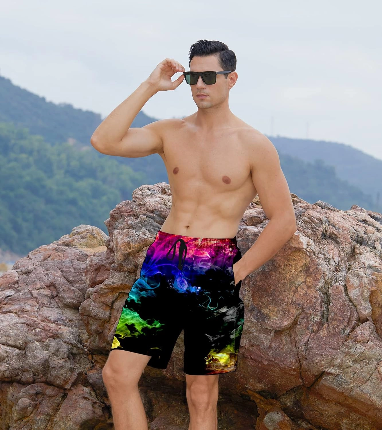 Belovecol Mens Swim Trunks Summer Cool Quick Dry Board Shorts Bathing Suit with Side Pockets Mesh Lining S-3XL