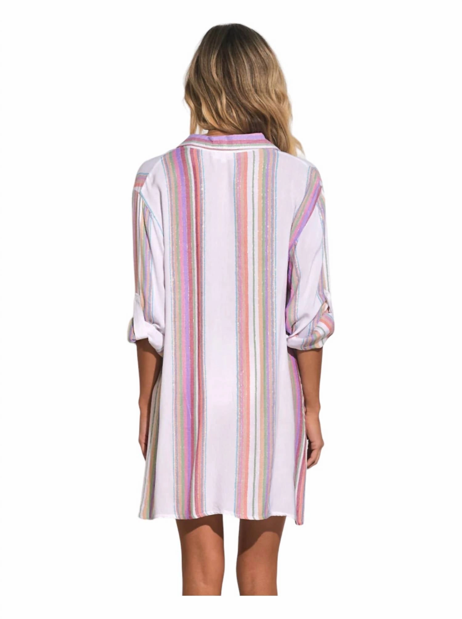 Bermuda Boyfriend Cover Up Shirt In Multi Stripe
