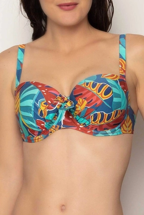 Bikini Top With Molded Cups In Ciel Feuillage
