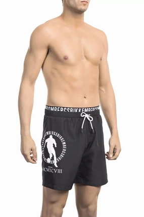 Bikkembergs Sleek Laye Swim Shorts with Logo Men's Detail