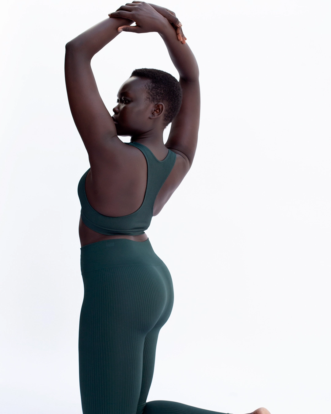 BLITHE Wide Ribbed Leggings | Dark Green