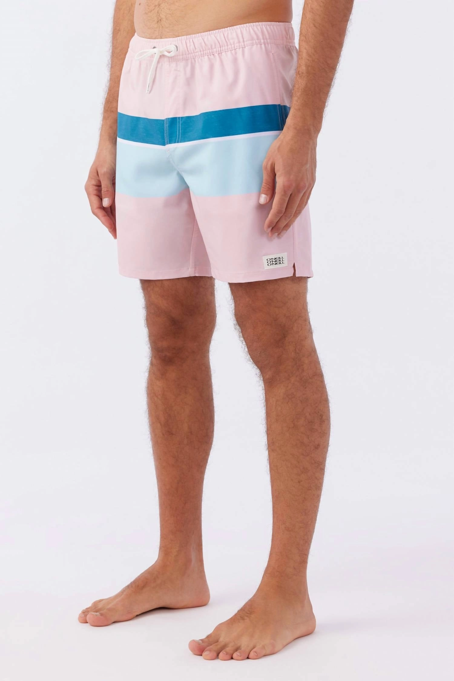 Block Volley Elastic Waist 17" Swim Trunks In Pink Dust
