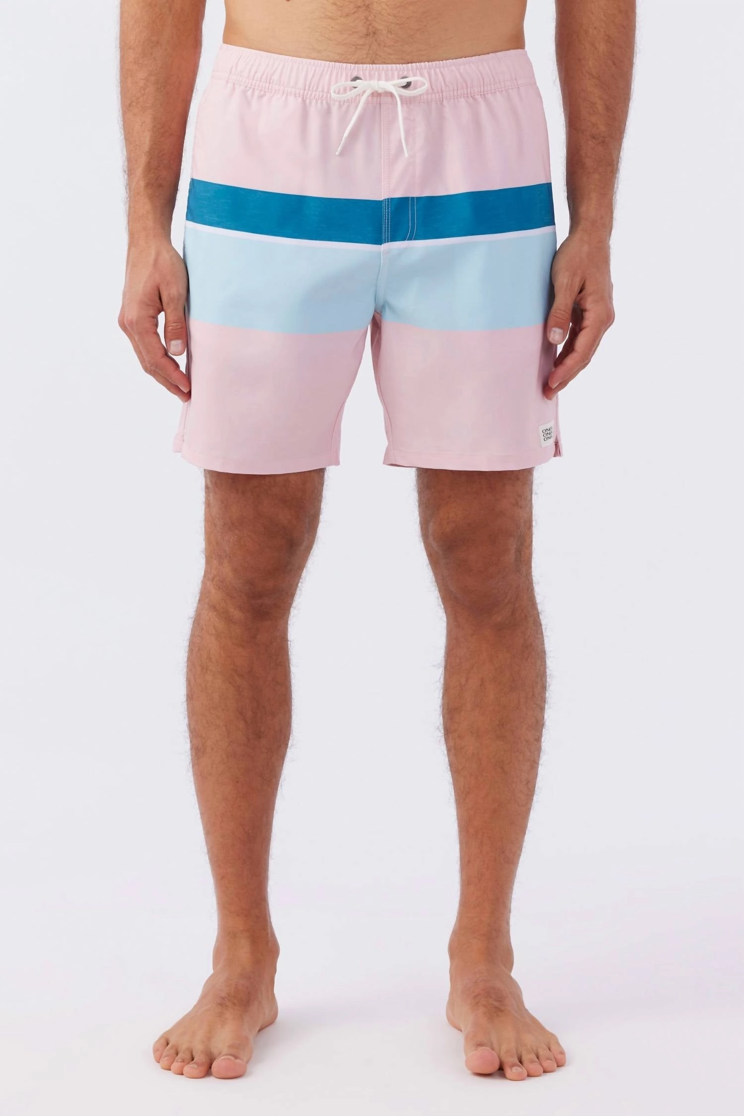 Block Volley Elastic Waist 17" Swim Trunks In Pink Dust