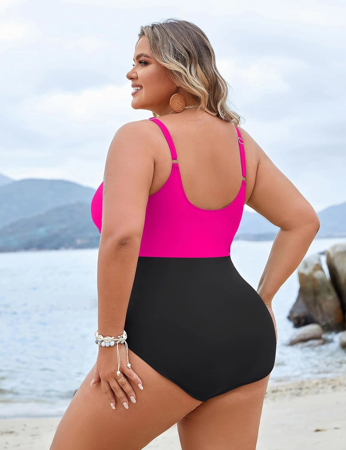 Blooming Jelly Womens Plus Size Bathing Suit Tummy Control One Piece Swimsuit Twist Front Ruched Swimwear