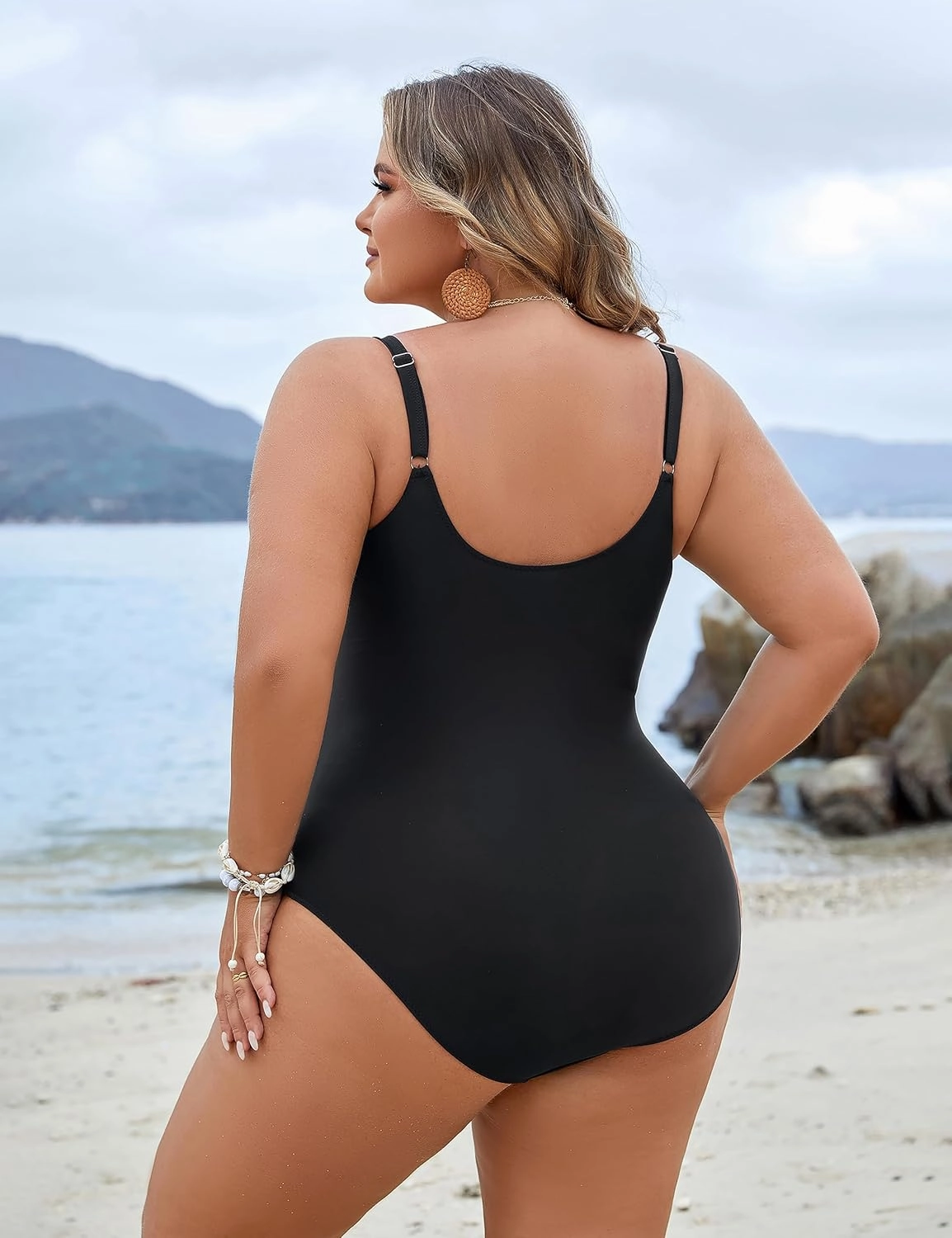 Blooming Jelly Womens Plus Size Bathing Suit Tummy Control One Piece Swimsuit Twist Front Ruched Swimwear