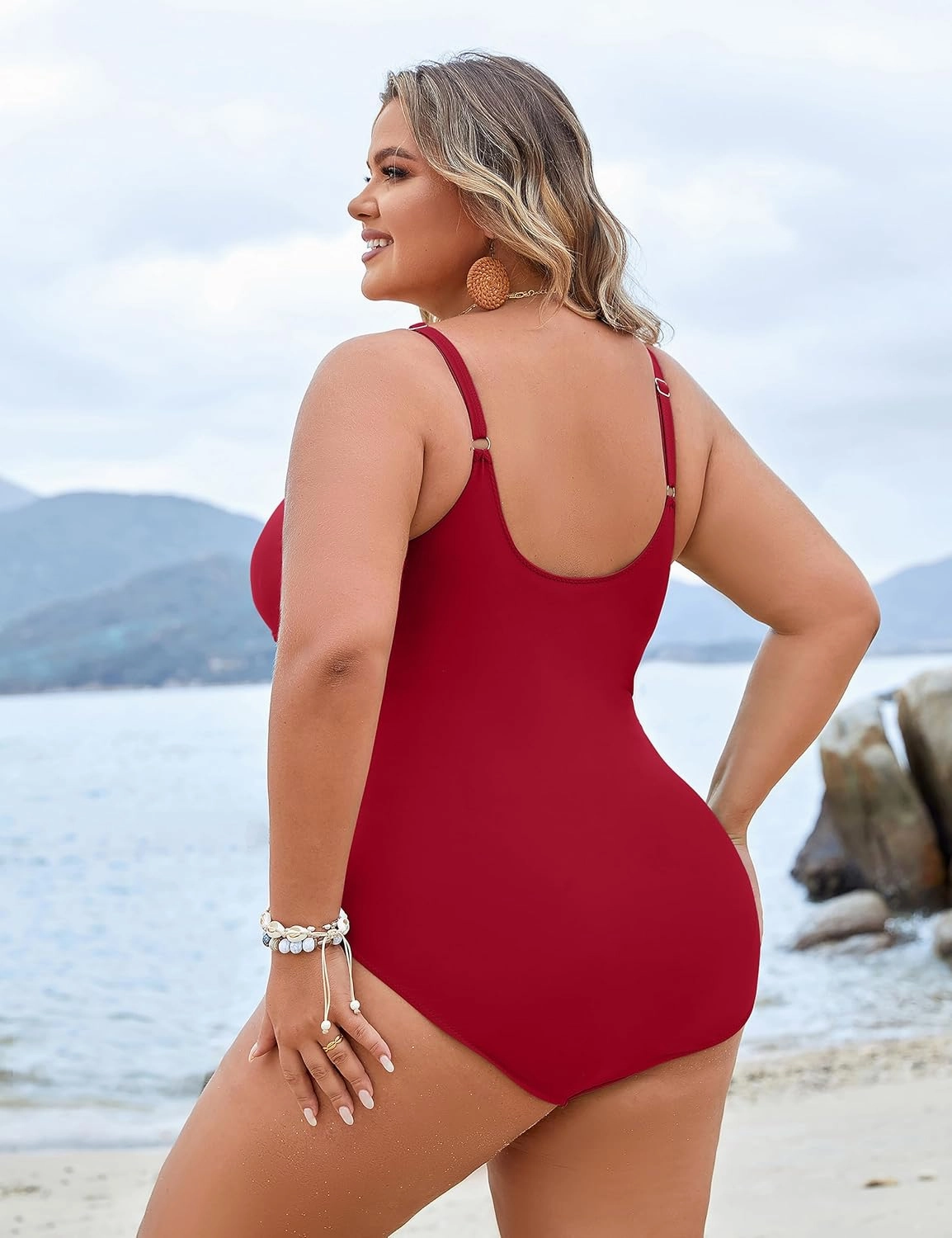 Blooming Jelly Womens Plus Size Bathing Suit Tummy Control One Piece Swimsuit Twist Front Ruched Swimwear