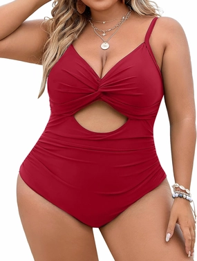 Blooming Jelly Womens Plus Size Bathing Suit Tummy Control One Piece Swimsuit Twist Front Ruched Swimwear