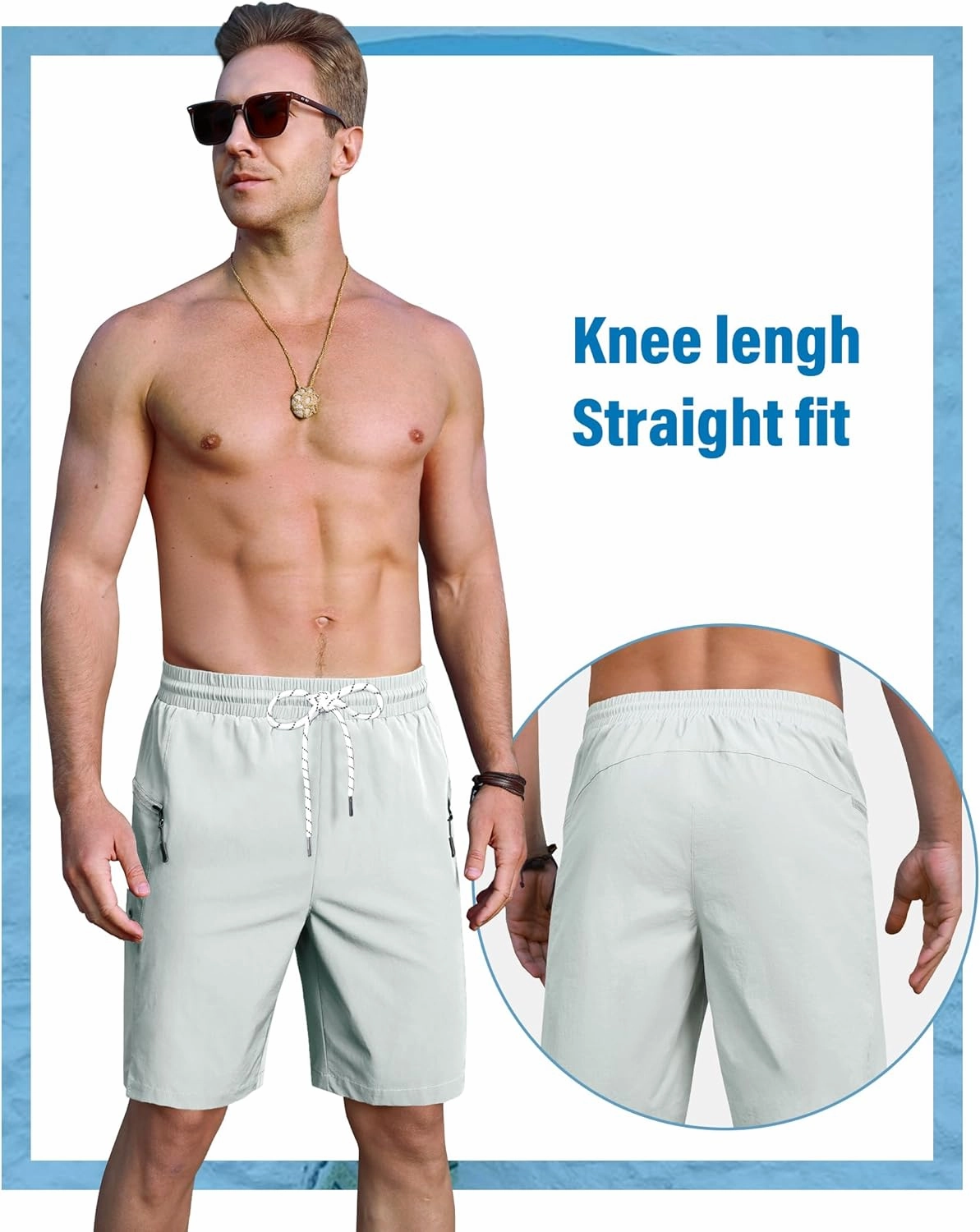 Board Shorts Mens Quick Dry Swim Trunks 9 Inch Men's Zipper Pockets Long Bathing Suit for Men Swimwear Surf No Liner