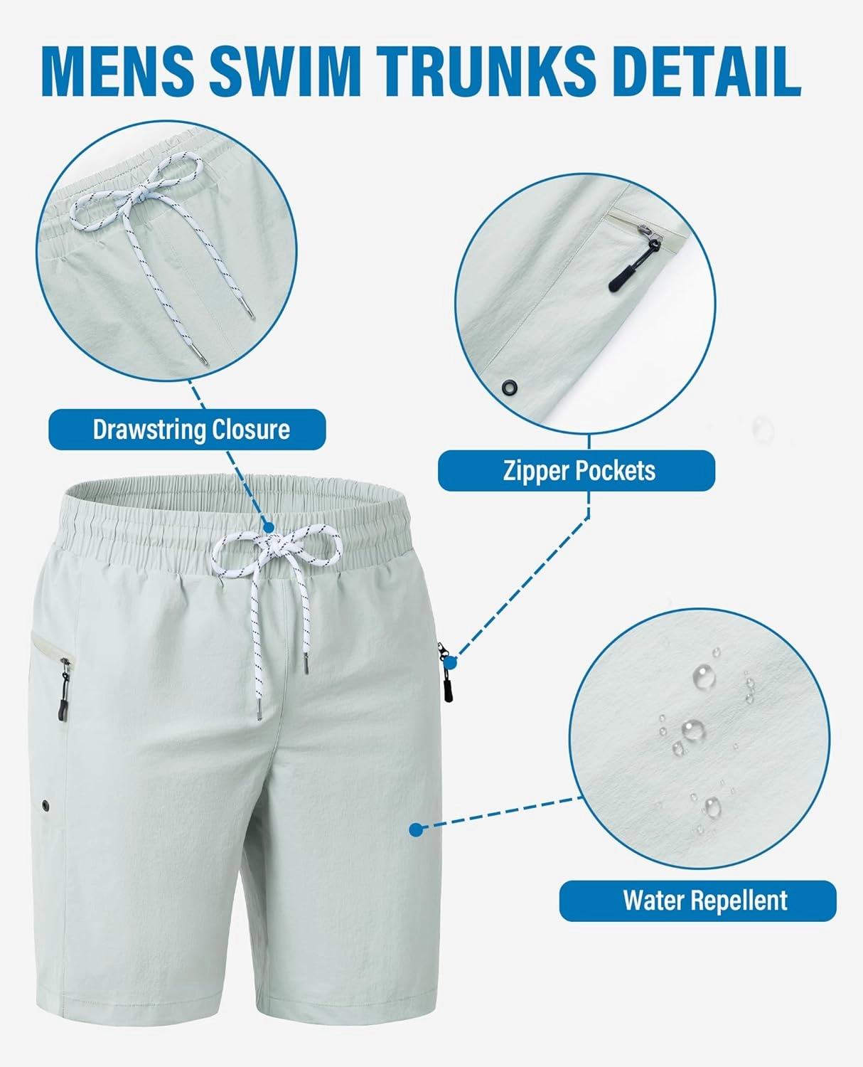 Board Shorts Mens Quick Dry Swim Trunks 9 Inch Men's Zipper Pockets Long Bathing Suit for Men Swimwear Surf No Liner