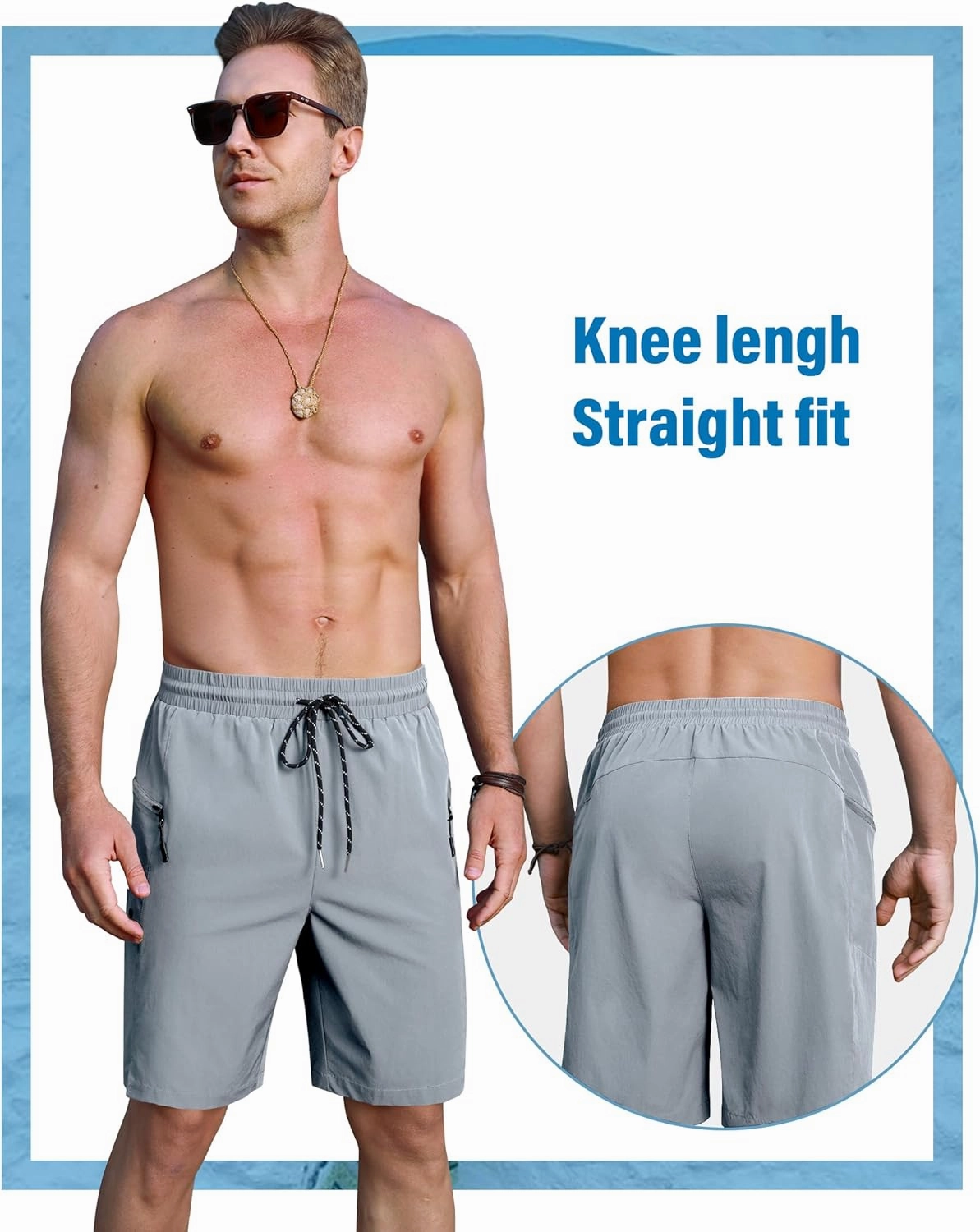 Board Shorts Mens Quick Dry Swim Trunks 9 Inch Men's Zipper Pockets Long Bathing Suit for Men Swimwear Surf No Liner