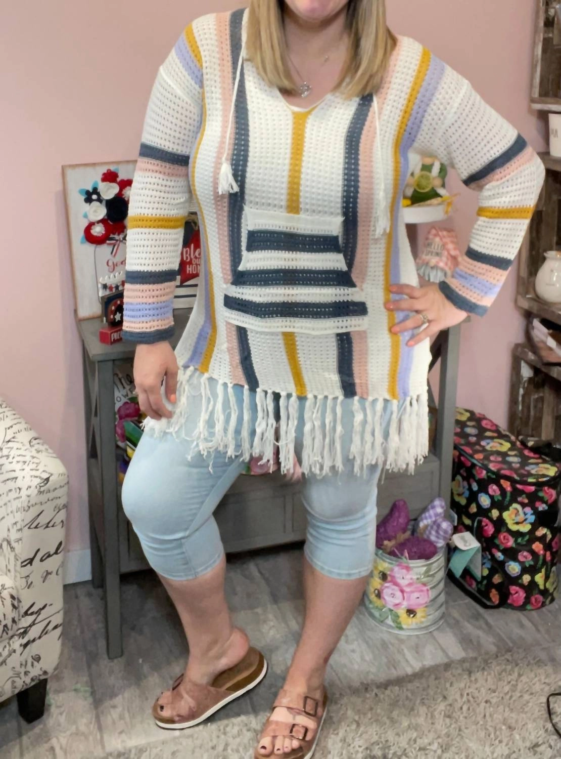 Boho Getaway Island Knit Swimsuit Cover Up In Multi