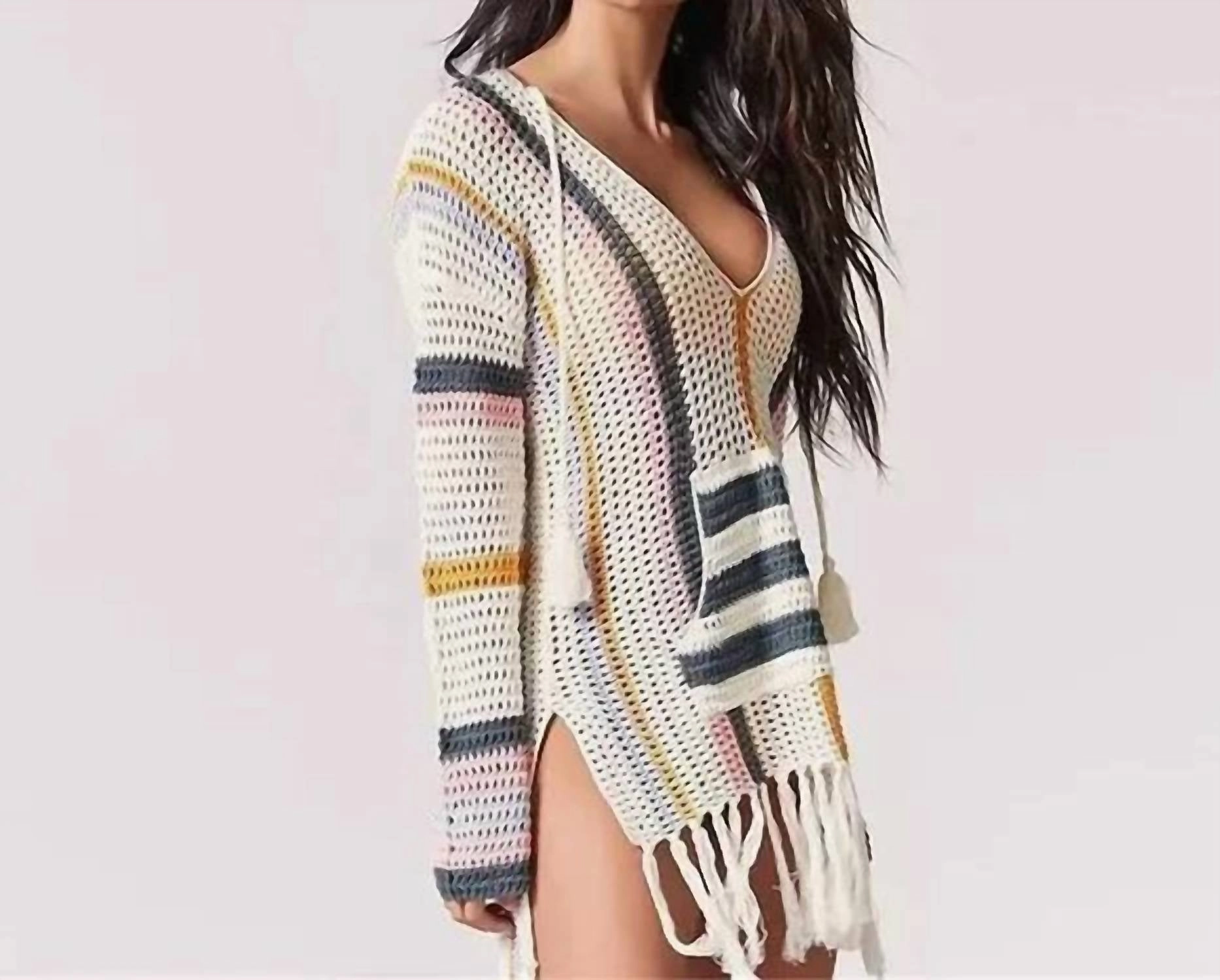 Boho Getaway Island Knit Swimsuit Cover Up In Multi
