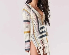 Boho Getaway Island Knit Swimsuit Cover Up In Multi