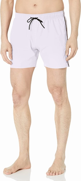 BOSS Men's Standard Solid Swim Trunk with Iconic Side Stripe, Salt