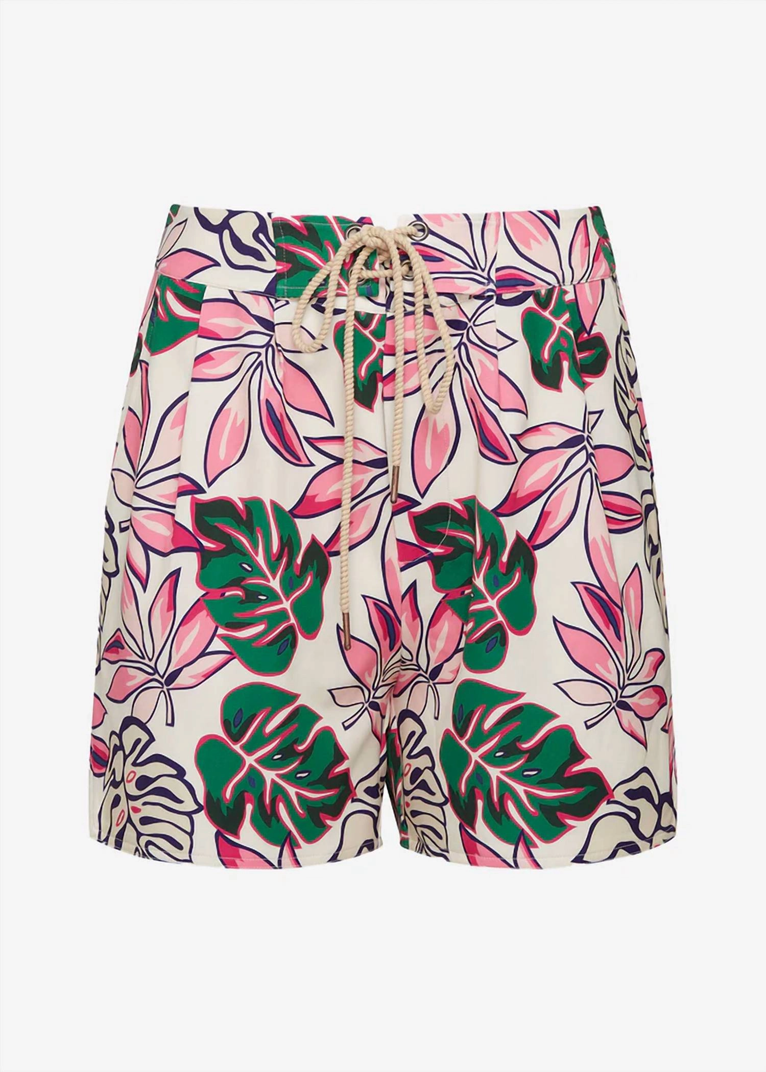 Bree Swim Shorts In White Tropical