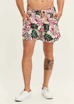 Bree Swim Shorts In White Tropical