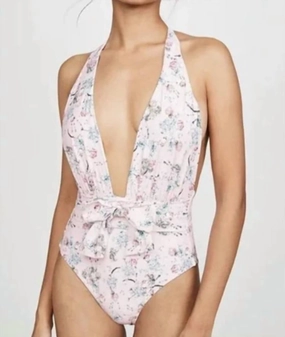 Brooklyn Floral Halter One Piece Swimsuit In Pink