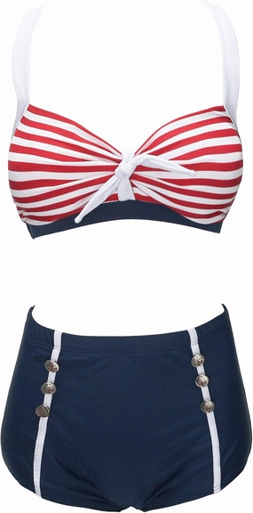 bslingerie? Women Retro Vintage Push Up High Waisted Bikini Swimsuit Plus Size