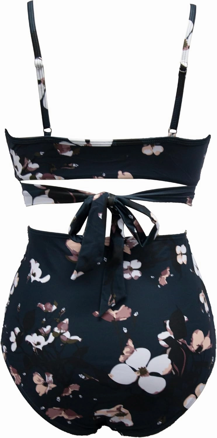bslingerie Women Retro Vintage Push Up High Waisted Bikini Swimsuit Plus Size