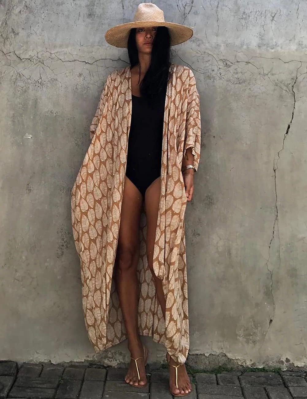 Bsubseach Stylish Tie Dye Open Front Long Kimono Swimsuit Cover Up for Women Swimwear Cover Ups